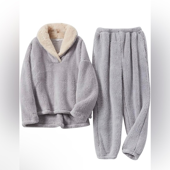 Other - Gihuo Women' s Fluffy Pajamas Set Fleece Pullover Pants Loose Plush sleepwear
